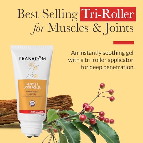 Pranarom - Aromalgesic Muscle & Joint Roller 75ml - Active Individuals- Tri-Roller Applicator, Essential Oil Blend, Organic Non-Greasy Formula, Relaxation, Meditation | Wintergreen, clove, cinnamon bark and tamanu oil gel with tri-roller applicator. Non-g