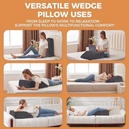 BIEEZZK Leg Pillow Elevation Blood Circulation, 23.6×16.8×8in, Velvet Grey - color: Velvet Grey