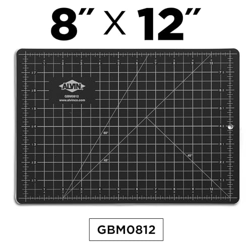 ALVIN GBM Self-Healing Cutting Mat 8.5 x 12 inch | Double-Sided Green/Black | 5-Layer Gridded Surface for Arts, Crafts and Sewing - Model GBM0812 - size: 12"L x 8.5"W