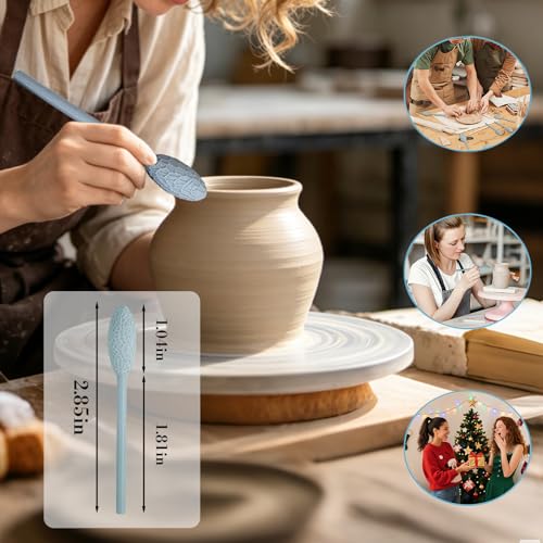 9 Pcs Clay Texture Roller Set, Oval Pattern Tools for Polymer Clay | 9 single-head oval rollers with modeling sticks for polymer clay, pottery, ceramics, clay jewelry and surface patterns.