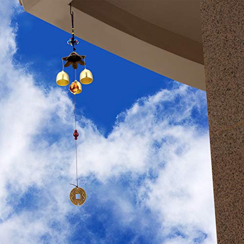 Blulu 2 Pcs Wind Chimes 3 Bells Feng Shui Wind Bell Alloy Hanging Bell Chime for Good Luck Home Garden Patio Decoration