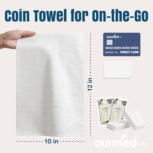 Ourmed Life Compressed Towel, Disposable Washcloths, 12 x 10 In, 112 Count - size: 112 Count (Pack of 2)