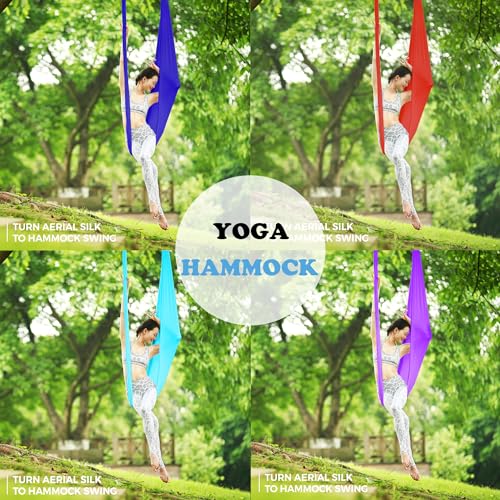 11 Yards Aerial Silks for home aerial yoga hammock Aerial Silks Kit | Aerial silks for gymnastics aerial yoga swing starter set - color: RED