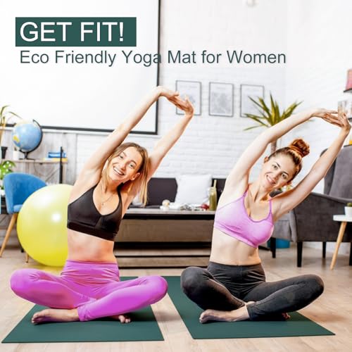 Funtery 3 mm Thin Yoga Mats Bulk, 68 x 24 Inches Lightweight PVC Exercise Mats Non Slip Workout Fitness Pads for Yoga Pilates Stretching Classes Gym Home Studio - color: Dark Green