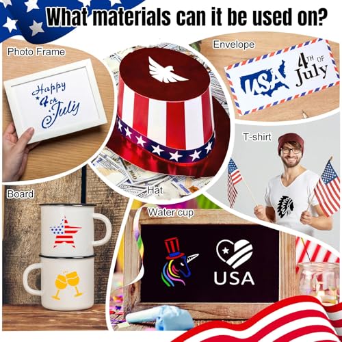 Fainne 100 Pcs 2 Inch Patriotic Stencils Small Stencils for Painting | Reusable Craft Stencils, DIY Scrapbook, Wood Wall Fabric Rock Chalkboard Sign Painting, Home Art Decor Projects - style: Patriotic Style