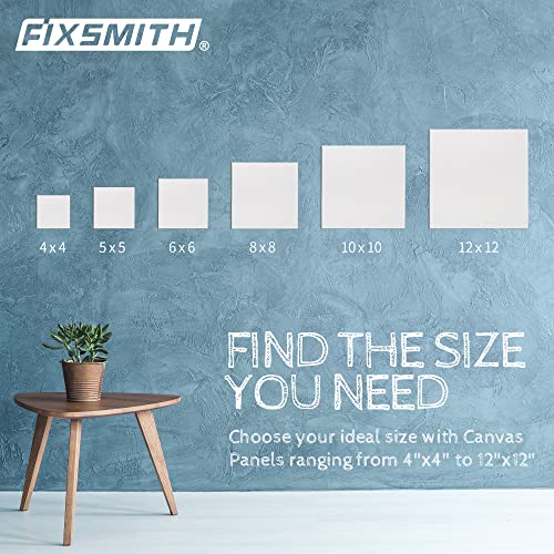 FIXSMITH Canvas Boards for Painting 4x4 Inch, Super Value 24 Pack Mini Canvases, White Blank Canvas Panels, 100% Cotton Primed, Painting Art Supplies - size: 4"×4"