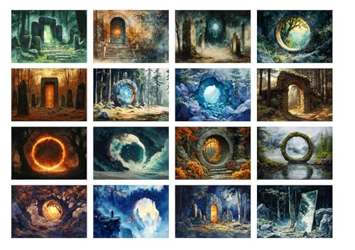 Decoupage Paper Pack (35 Sheets 6"x8") Ancient Portal Realms ~ Mystical Gateways of Stone, Flame, Light, and Shadow—Transporting viewers Through Fantasy Worlds Painted in Rich Magical Detail - color: Seven