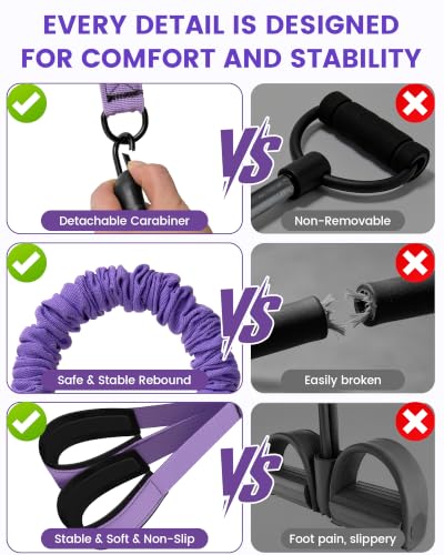 Pedal Resistance Band with Handles, 3 Tubes Adjustable, Women's