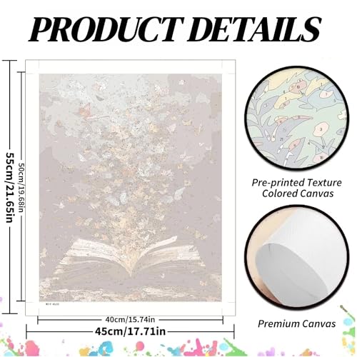 koemhxb Butterfly Paint by Numbers Kit for Adults, Butterfly Book Theme, Acrylic Painting on Canvas, DIY Art Set for Beginners, Home Wall Decor Gift 16x20 Inch - color: Butterfly Book