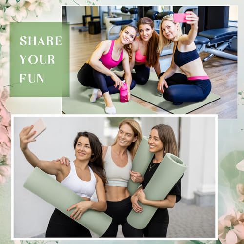 Timgle 6 Pcs 10mm Thick Yoga Mat Bulk 68 x 24 Inches Anti-slip Tear-resistant Exercise Mat Adult Gym Mats for Fitness, Stretching, Workout and Studio, Outdoor Yoga, Pilates - color: Gray Green