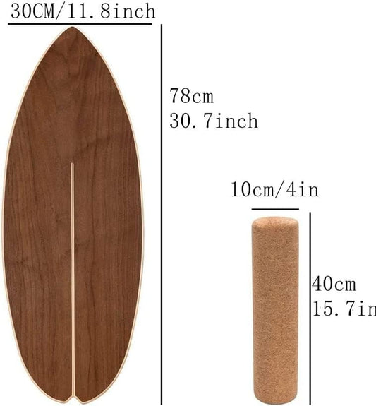 Balance Board with Cork Roller | Balance Training, Core Workout,, Anti-Slip Surface, Core Strength - color: wood color