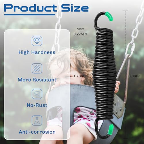 2Pack Premium Porch Swing Springs,1300lb Heavy Duty Springs, Rust Resistant Swing Springs, Spring for Swing Hammock Hanging Chair Spring for Hammock Spring,Porch Swings,Indoor Outdoor Hanging Kit - color: Black