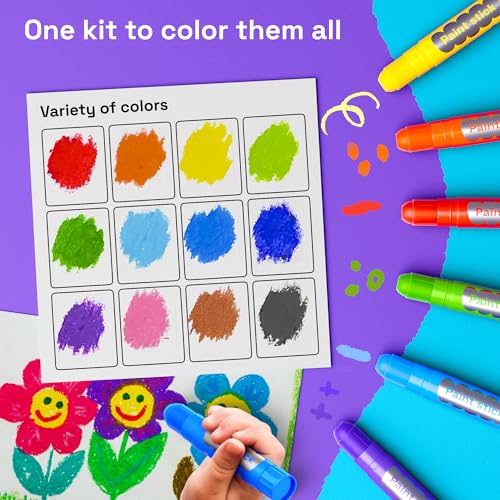 ARTISTRO 100% Washable Tempera Paint Sticks for Kids - 12 Non-toxic Paint Markers for Kids - Color Sticks with Twist Design - color: 12 Colors
