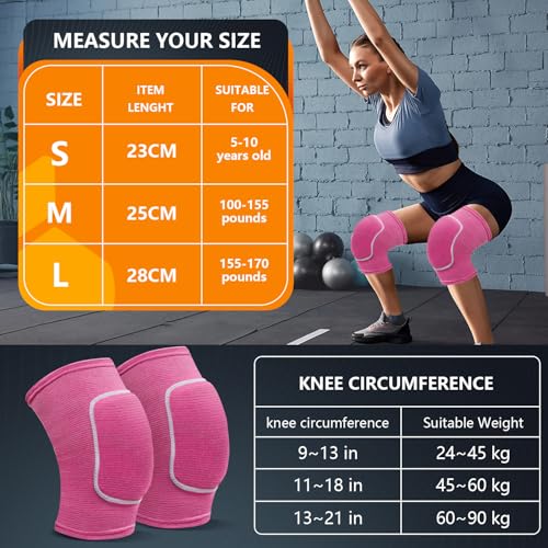 Volleyball Knee Pads for Dancers, Soft Breathable Knee Pads for Men Women Kids Knees Protective, Knee Brace for Volleyball Football Dance Yoga Tennis Running Cycling Workout Climbing - color: Pink, size: Medium