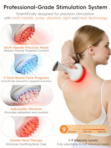Lymphatic Drainage Massager for Body Sculpting & Cellulite – Body Sculpting Machine & Anti Cellulite Massage Tool for Stretch Marks with 4-Color Light, Pulse, Heat & Vibration for Waist, Legs & Arms