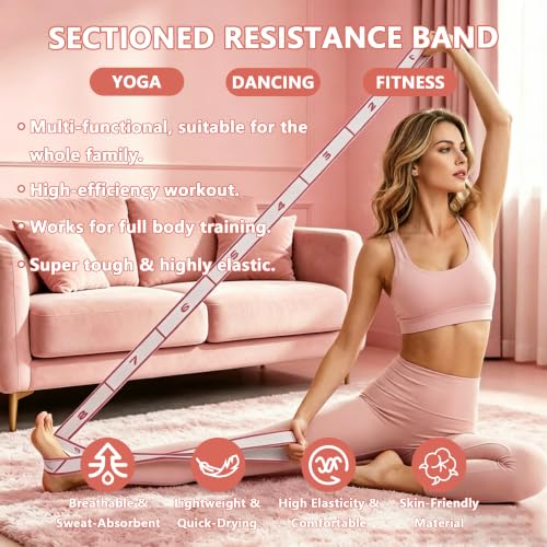 Fabric Exercise Straps, Number Stretch Resistance Bands with 10/12 Loops - color: Pink, size: 10Loops