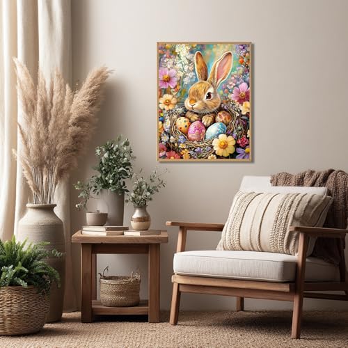Reivworl Easter Paint by Numbers Kit for Adults Beginner 16×20 inch | Easter Paint by Number Kits 16×20 inch, Crafts on Canvas with Gifts. - color: 23-Easter Eggs and Bunnies