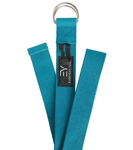 Everyday Yoga Strap with Metal D-Ring Athletic Stretching, 6ft/8ft/10ft | Durable Stretching Strap, Flexibility Training, Exercise & Fitness For Yoga, Pilates, Physical Therapy, Gym, Unisex-Adult - color: Peacock, size: 10 Foot