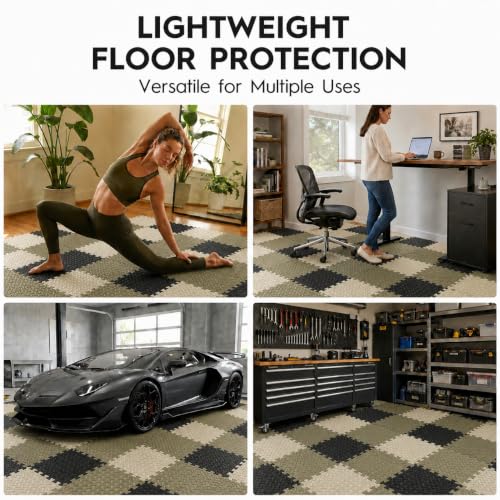 18 Pcs EVA Foam Floor Tiles, Puzzle Exercise Mat Set for Gym - color: Woodland Camo Trio