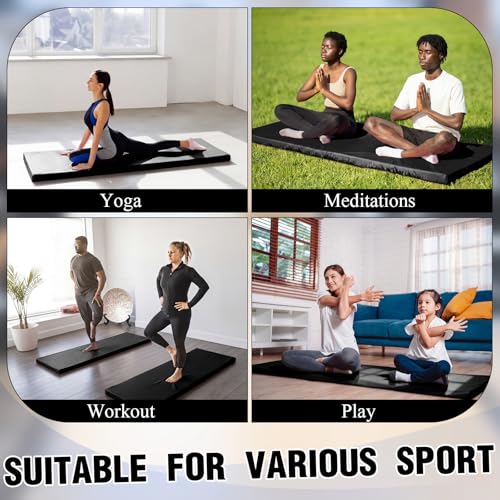 Lyrow 2 Inch Thick Yoga Mat 72x24 with Carry Strap Foam - color: Black