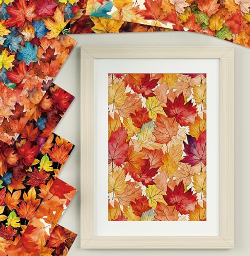 Autumn Scrapbooking Paper Pad, 6 x 6 Inch Watercolor Leaves 160gsm Cardstock Paper for Scrapbook, 24 Sheets Harvest Decorative Paper for Thanksgiving Cards DIY - color: R21008A - 6×6