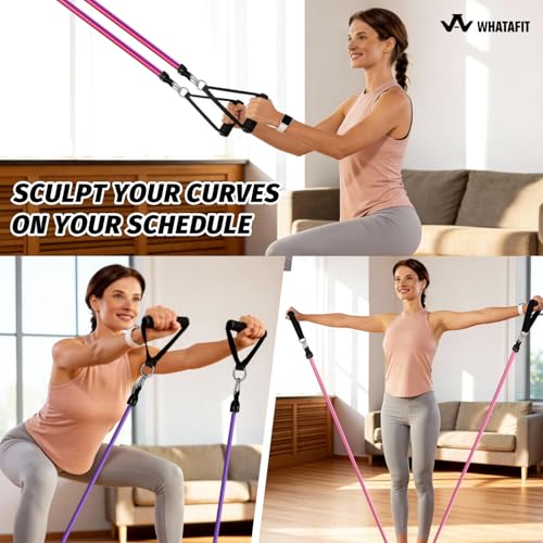 WHATAFIT Resistance Bands with Handles, 5-Level Exercise Bands for Workout - color: Pink Purple-Ankle