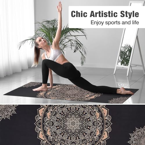 MoKo Yoga Towel, Non-Slip Quick-Dry Mat Towel, 74.4 x 27.4 in, Lotus - color: Black Gold