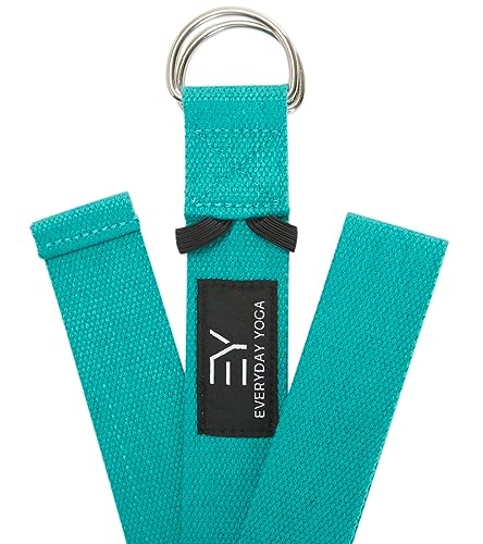 Everyday Yoga Strap with Metal D-Ring Athletic Stretching, 6ft/8ft/10ft | Durable Stretching Strap, Flexibility Training, Exercise & Fitness For Yoga, Pilates, Physical Therapy, Gym, Unisex-Adult - color: Aqua, size: 10 Foot