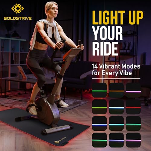 LED Exercise Equipment Mat 24x48in / 30x60in - Stylish Non-Slip Floor Protection for Spin Bikes, Walking Pads, and Ellipticals - Exercise Bike Mat, Peloton Bike Mat, Peloton accessories - size: 24 x 48