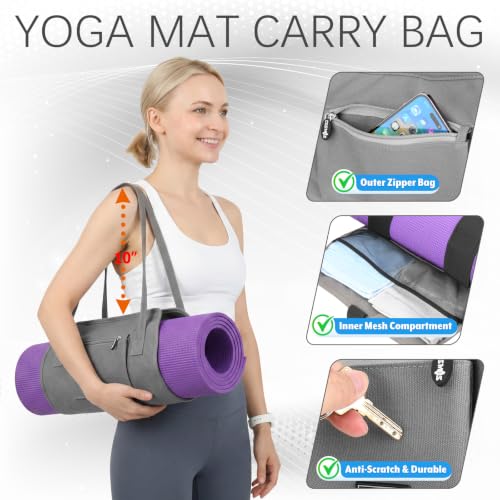 Cosmos Exercise Yoga Mat Carrying Shoulder Strap Bag with Internal and Outside Storge Pocket (Yoga Mat is NOT Included)