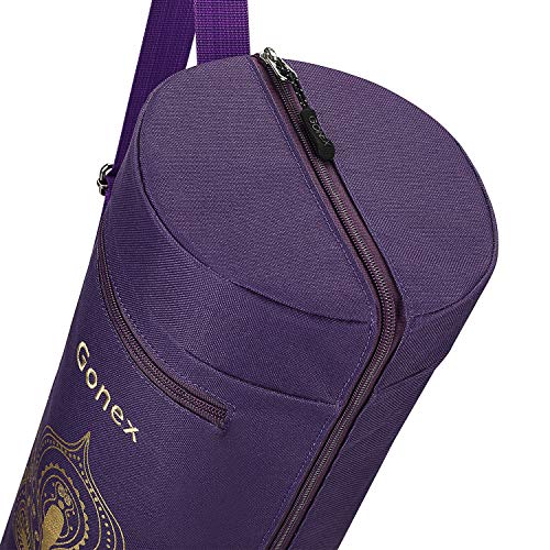 Gonex Yoga Mat Bag, Full-Zip Mat Carrier | 600D Oxford Fabric, Wet Pocket, Front Zip Pocket, Adjustable Strap, Fits Mats up to 26" - color: Purple