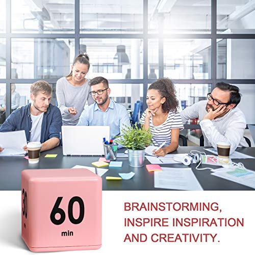 Weewooday Cube Timer, Gravity Sensor Flip Timer for ADHD, Pink - color: Pink