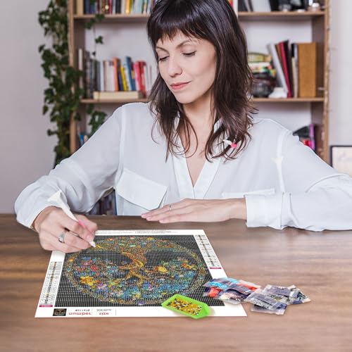 MAXBYE Diamonds Painting Kits for Adults, 5D Tree of Life Diamond Art Kits for Beginners, Full Drill Round Gem Art Diamond Painting for Home Wall Decor Gift, 12x12inch - color: WX11478