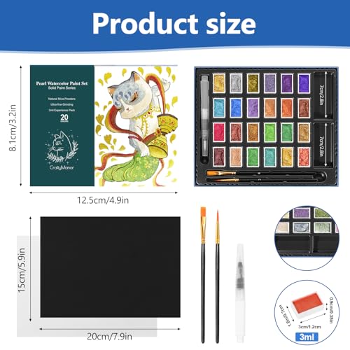 CraftyManor 3ml Forestry Shifting Watercolor Painting Set, 24 Color Shifting Watercolor Paint Set, Shimmer Metallic Watercolor Paints Set, Glitter Watercolor Paint, Solid, DunHuang Style - color: Upgraded Dunhuang 24 Colors