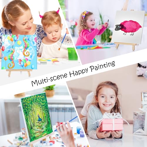 Hdviai Acrylic Paint Canvas Set – Canvas Painting Kit with Wood Easels, Brushes, Paint Sticks, Palettes – Art Supplies for Beginners, Ideal for Parties & DIY Painting (6 x 6inch) - size: 6 x 6inch