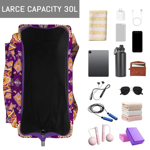 Mandala Yoga Mat Bag Large Yoga Bags and Carrier Fits All Your Stuff Yoga Tote Bags with Zipper Pocket Pilates Bag - color: Purple-01