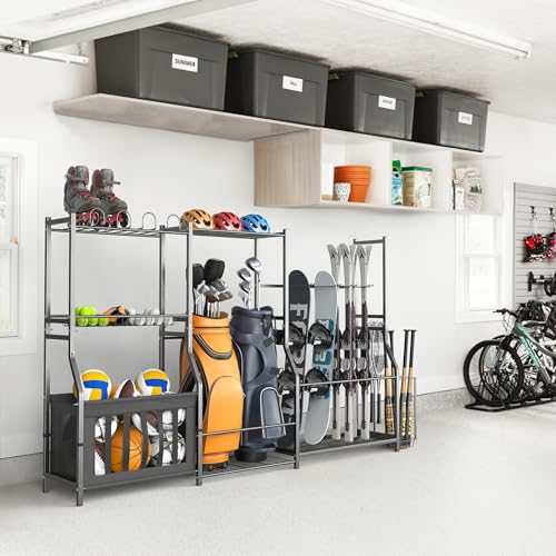WALMANN Garage Sports Equipment Organizer Stand, Freestanding Ski Rack