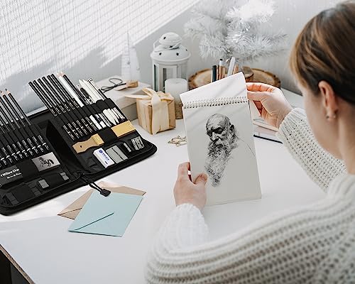 Brusarth Art Supplies Drawing and Sketching for Artists, 42 Pack | Art Sketch Supplies with Sketchbook, Include Graphite Pencil,Charcoal Pencil,Sharpener,Eraser Art Supplies for Artists