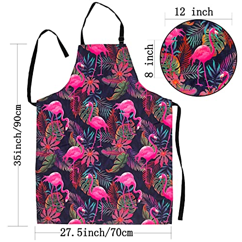 Adjustable Waterproof Apron Bib Apron with 2 Pockets Cooking Kitchen Aprons for Women Men Chef - color: Flamingo Apron