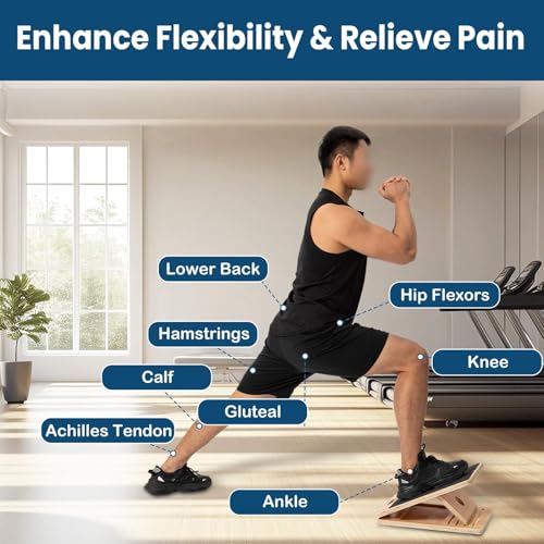 StrongTek Wooden Slant Board, 13-Inch Wide, 5 Adjustable Angles 15°-35° | Non-Slip Surface and Base, Beginner-Friendly Stretching, Squats, Physical Therapy and Rehab, Built-In Carry Handle