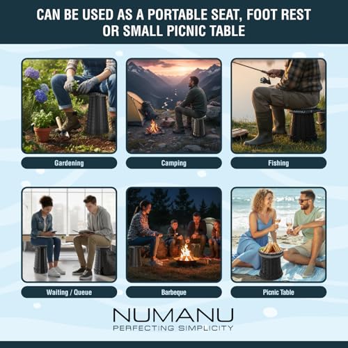 NUMANU 3XL Cushioned Collapsible Stool for Adults, Folding Seat, 1000 lbs - size: 3XL 23.2" + Cushion & Bag