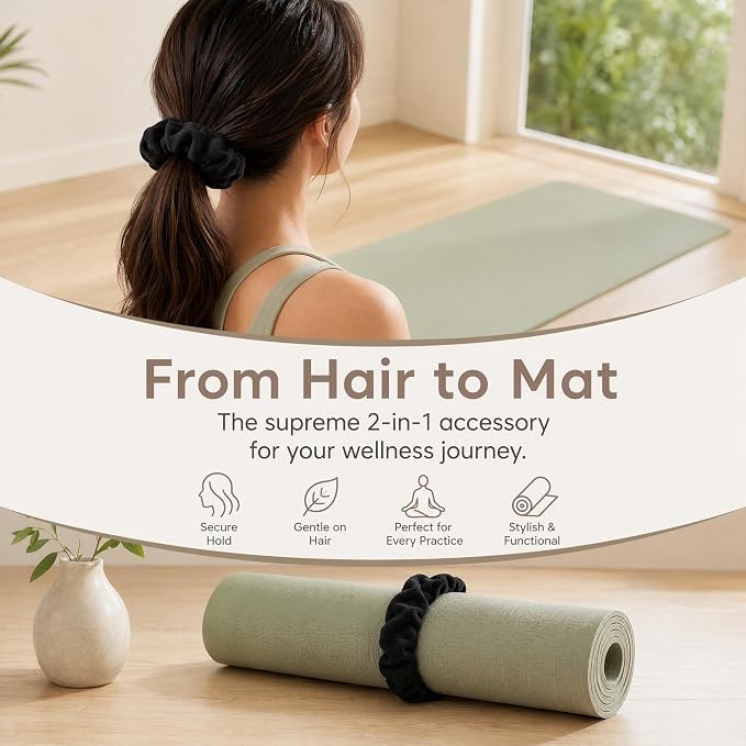 Yoga Mat Scrunchie - Holds Your Yoga Mat in Style - Durable & Elasticity Fabric - Fits All Standard Yoga Mats - color: Black
