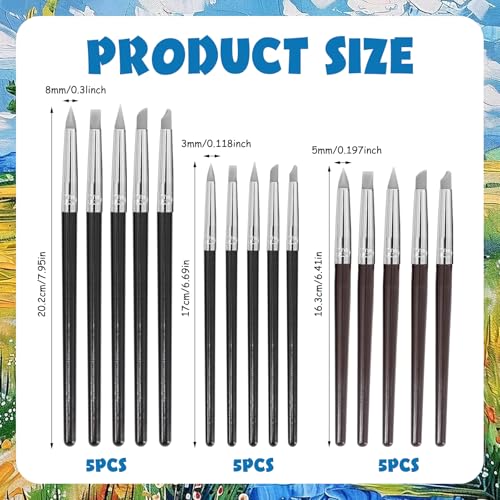 15 Pack Silicone Paint Brushes for Crafts, Silicone Sculpting Tools 5 Shapes Head, Rubber Paint Pens for Sculpting Pottery Handicraft Nail Art Artwork Gouache Acrylic Paints