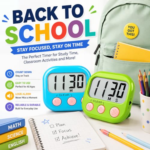 ZILLEEN Digital Kitchen Classroom Timers for Kids Cooking 6pcs MulticolorA