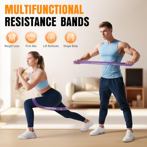 Resistance Bands for Working Out, Exercise Bands Resistance Bands Set with 5 Resistance Levels, Latex Loop Bands for Women Men, Workout Bands for Legs, Glutes, Strength Training, Yoga, Home Gym - color: 10-40LBS Purple set