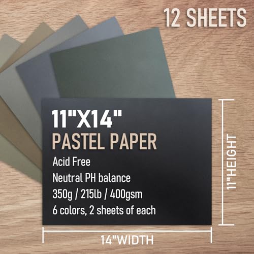 (12 Sheets) PATRON Pastel Paper for Artists, Assorted Colors, 11x14 inches, (215lb/400gsm) 12 Sheets, Art Drawing Paper for Adults and Students - size: 11*14(12 Sheets)