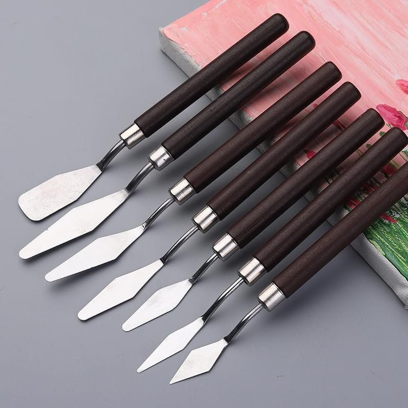 2 Pack Professional Palette Knife Set Painting Stainless Steel Spatula 14 Pieces for Oil Paint Metal Knives Wood Handle, Perfect buddy for Canvas Boards and Acrylic Paint Painting Supplies(Red)