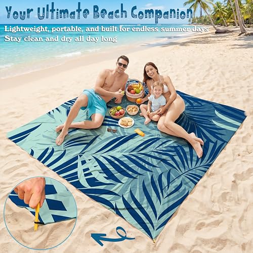 Aroveea Beach Blanket Waterproof Sandproof 78''X81''/10'X9' Oversized Mat - color: Leaves1, size: 78''x81''