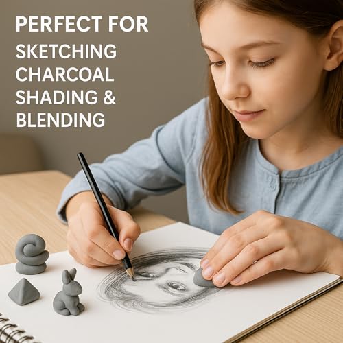 Kneaded Erasers, 24 Pack – Grey, Moldable & Kneadable Art Erasers for Drawing, Sketching, & Artist Use, Perfect for Artists, Drawings, & Crafting - color: Grey