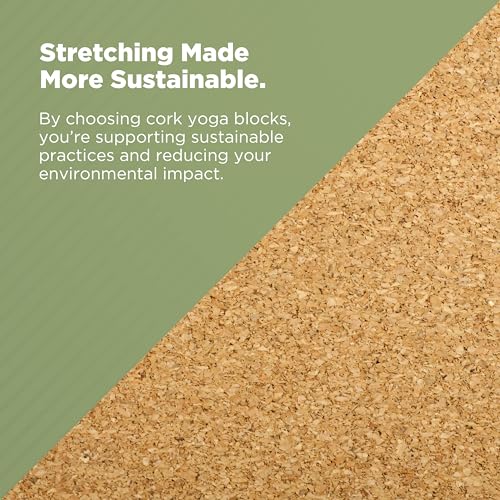 Bean Products Yoga Blocks, Standard & Large Sizes - Studio Grade, Non-Slip, Made from Eco Friendly Materials - 100% Natural Cork or Foam - Improves Stability & Alignment - Single Block or 2 Pack Sets - size: Large (4" x 6" x 9")